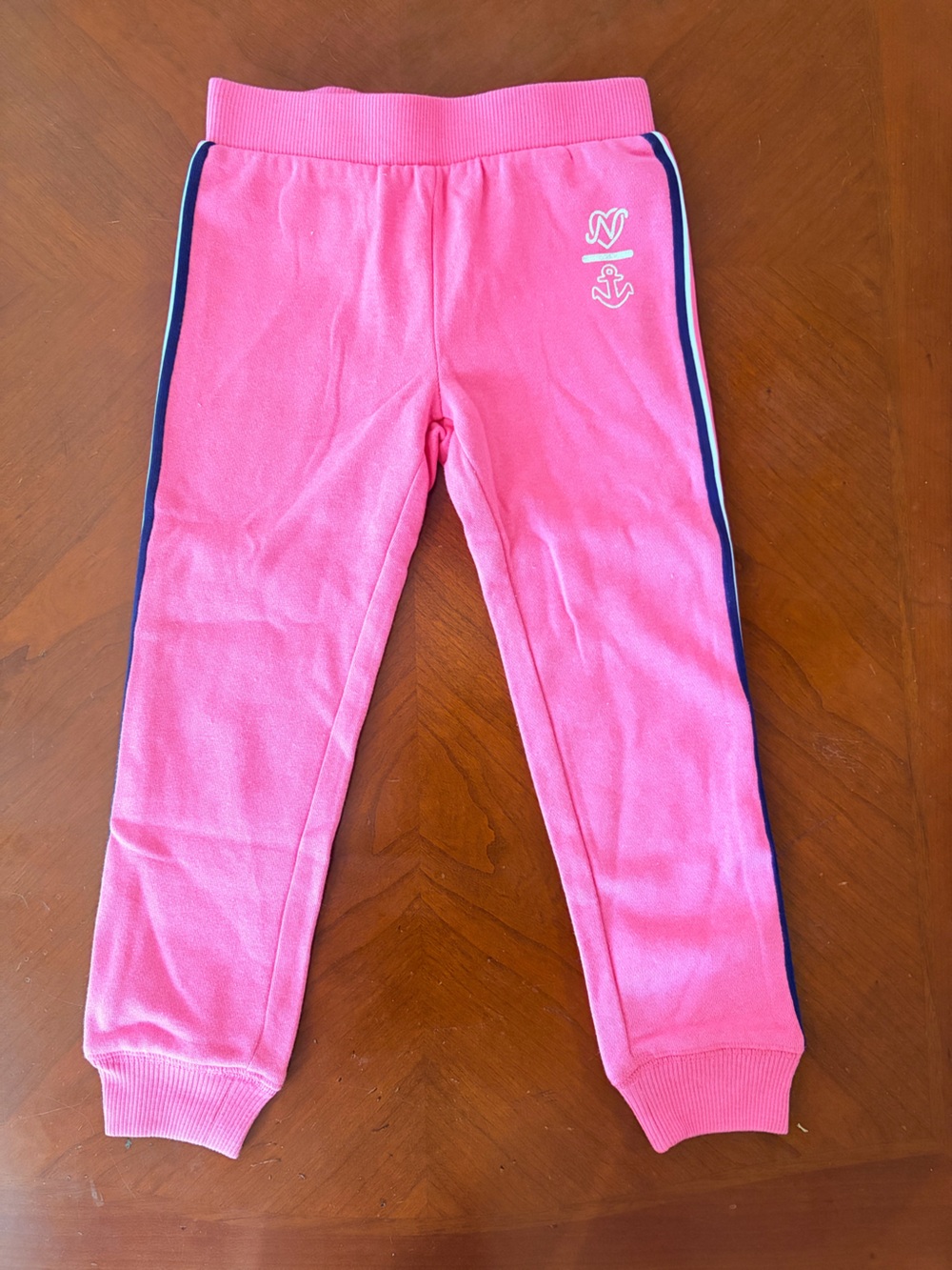 Nautica Pink Kids Leggings with Navy & White Side Stripes